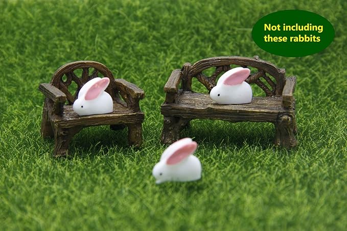 Fiddlehead Fairy Village - Micro Cany Resin Mini Bench & Chair Set Fairy Garden Decor Accessory Fish Tank Decoration