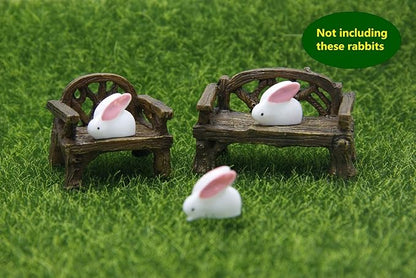 Fiddlehead Fairy Village - Micro Cany Resin Mini Bench & Chair Set Fairy Garden Decor Accessory Fish Tank Decoration