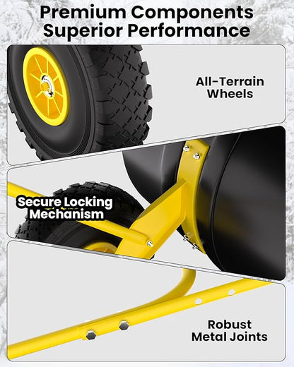 36” Snow Shovel for Driveway,Heavy Duty Wheeled Rolling Shovels 5 Position Angled Blade, Ergonomic Handle & Rubber Wheels for Efficient Snow Removal, Snow Plow for Doorway,Driveway and Sidewalks