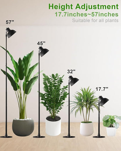 yadoker Plant Grow Light for Indoor Plant, Aluminum LED Grow Light,Elevating Plant Lamp,Height Adjustable,Automatic Timer with 8/12/16Hours,10-Level Brightness,Ideal for Large Plant Grow