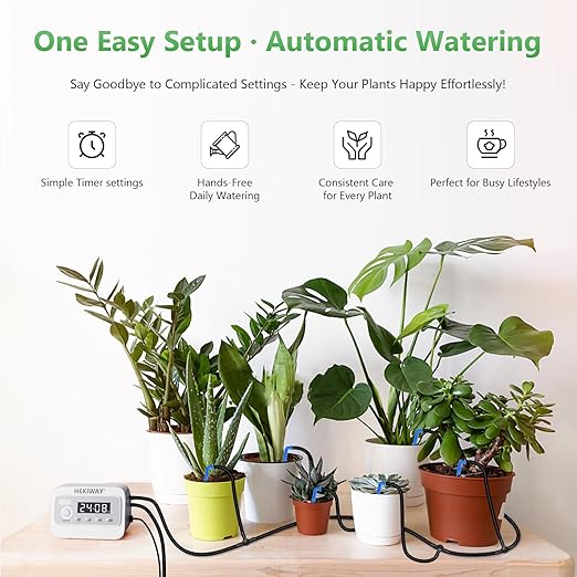 82FT Automatic Plant Watering System–HEKIWAY 390 Adjustable Watering Modes, Supports 25-36 Pots | Indoor Garden System & Vacation Plant Watering Devices, Auto Watering for Plants Outdoor