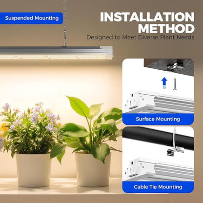 Barrina TX72 4FT Grow Lights for Seed Starting, 72W(500W Equivalent), High PPFD, Full Spectrum with 660nm Red LEDs, Linkable, Hanging Grow Lights for Indoor Plants with On/Off Switch, Veg, 1 Pack