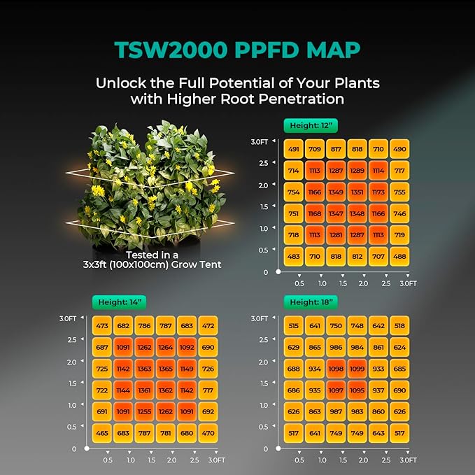 MARS HYDRO TSW2000 Led Grow Light 300 Watt Dimmable Daisy Chain Full Spectrum Growing Lamps for Indoor Plants Seeding Veg Bloom Light for 3x3/4x4ft Coverage
