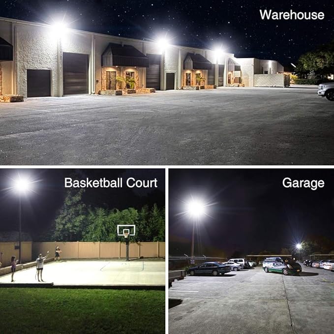 Onforu 150W LED Flood Light Outdoor,15000LM Security Lights, IP66 Waterproof Outdoor Floodlight, 2 Pack 6500K Daylight White LED Exterior Lighting for Basketball Court, Stadium, Playground