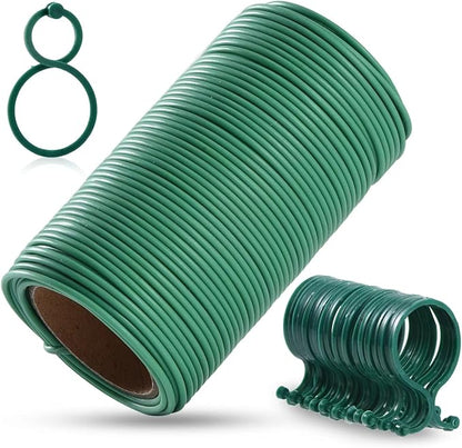 118 Feet Soft Plant Tie Green Twist Garden Ties with 20PCS Plant Clips for Plants Gardening Home Office Organization TPR Garden Ties Supplies with 2mm Diameter