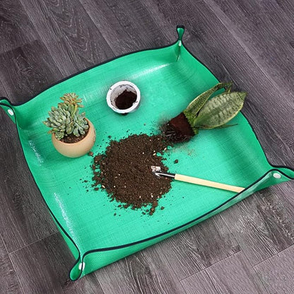 Foldable Plant Repotting Mat - Waterproof Indoor/Outdoor Gardening Mat - 26.8" x 26.8" (Green)