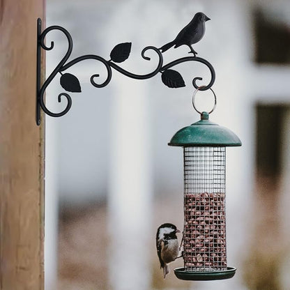 Hanging Plants Bracket 12" Bird Planter Outdoor Hooks Hangers for Flower Baskets Pot Bird Feeder Wind Chimes Lanterns Patio Garden Outdoor Indoor Metal Black, 2 Pack