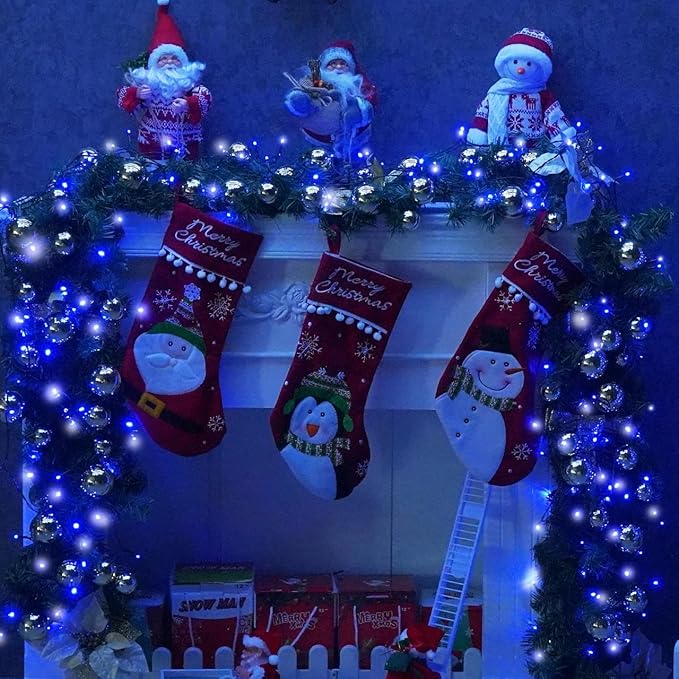 YEGUO 165ft 500 LED Christmas Lights Outdoor Waterproof, Blue and White String Light Indoor, 8 Modes Green Wire Twinkle Tree Lights Plug in with Memory Timer