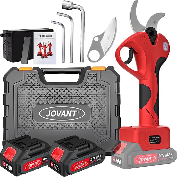 Electric Pruning Shears Cordless, 1.6"(40mm) Cordless Pruner, 2Pcs 2000mAh Battery Operated Pruning Shears & Electric Tree Pruner, SK5 Steel Blades Battery Powered Pruning Shears JOVANT