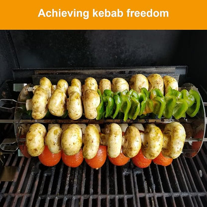 LS'BABQ Rotisserie Kabob Rods-BBQ Accessories for Napoleon Grill,Universal Rotisserie Shish-Kebab Skewer Set Fit Most Spit rods of Grills Rotisserie,Stainless Steel