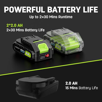 STEELITE 20V Battery Powered Tiller, 360 RPM Cordless Tiller, 400W Powerful Motor, 9-inch Tilling Width and 7-inch Depth Portable Rotary Tiller, 2×2Ah Battery & Charger Included