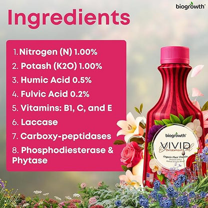 Concentrated Liquid Enzyme-Based Organic Plant Food | Organic Plant Fertilizer & Bloom Booster | Ideal for Flowers, Fruits & Vegetables, Indoor & Outdoor Gardening (8.45oz)