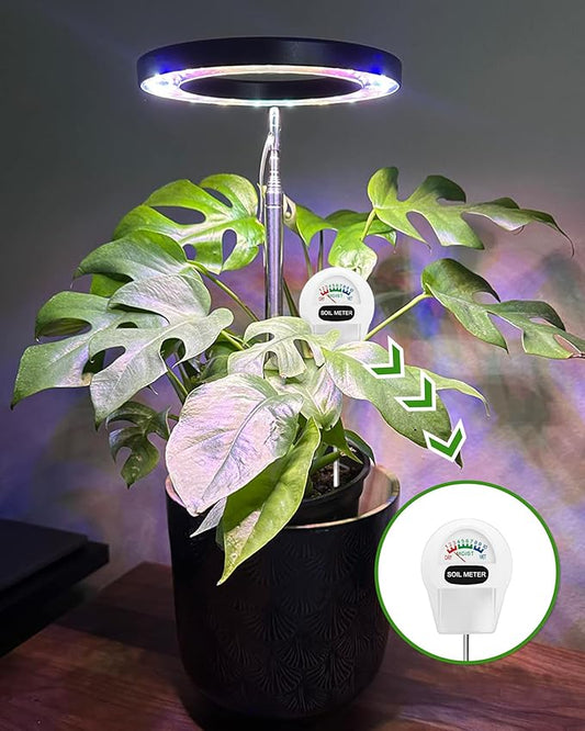 yadoker Plant Grow Light, LED Growing Light Full Spectrum for Indoor Plants, Paired with a Soil Tester,Height Adjustable, Automatic Timer, 5V Low Safe Voltage,Idea for Large Plant Light