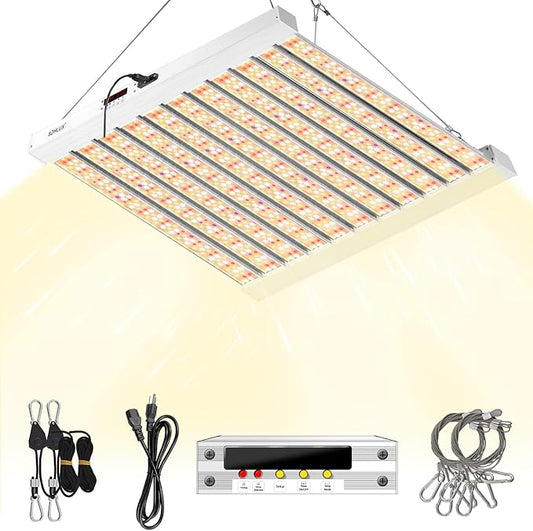 SZHLUX 500W LED Grow Light 4x4/5x5ft with Timer and Temp Control, Full Spectrum Grow Lamp with 1056 Diodes,Indoor Plants for Seedling Veg and Bloom Grow Light