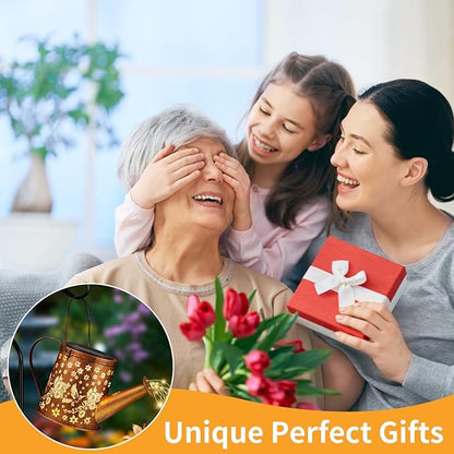 Solar Watering Can Light, Solar Powered Hanging Lantern Landscape Lights, Decorative Garden for Yard Waterproof Garden Decor, Gifts for Mom, Grandma（02-Hummingbird）