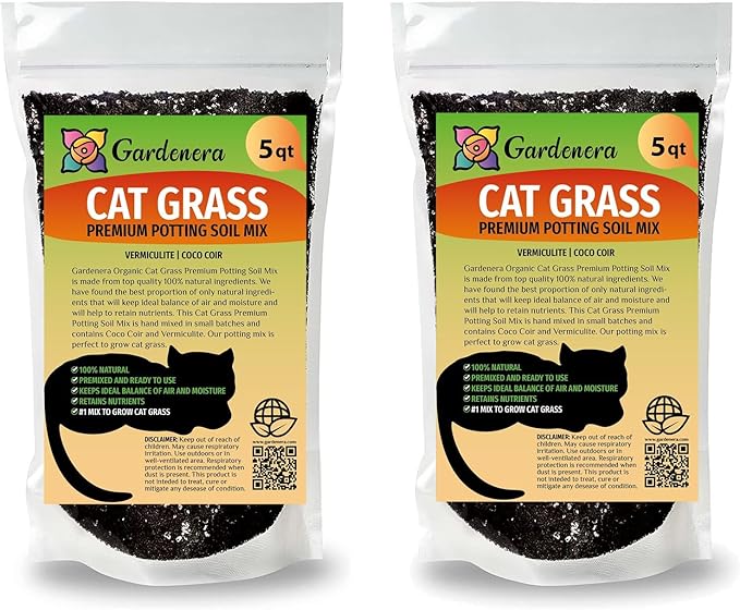 Gardenera Cat Grass Growing Medium - Provide Your Cat with a Fun and Healthy Source of Greens - 10 QUARTS