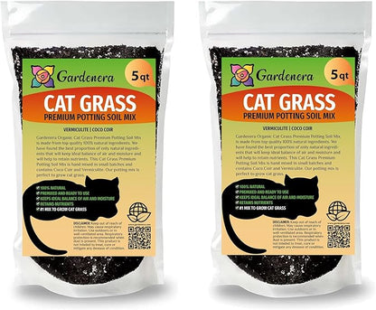 Gardenera Cat Grass Growing Medium - Provide Your Cat with a Fun and Healthy Source of Greens - 10 QUARTS