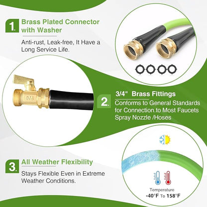 Lefree Garden Hose, Flexible Water Hose with 10 Function Nozzle, Heavy Duty, Sturdy, Drinking Water Safe, All-weather, Outdoor Hose with Kink Resistance, Burst 600 PSI