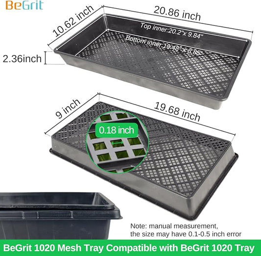 BeGrit 1020 Mesh Bottom Trays Soil Blocking Trays Seedling Starter 1020 Mesh Trays for Microgreen Plant Seed Tray 10'' x 20'' 12-Pack