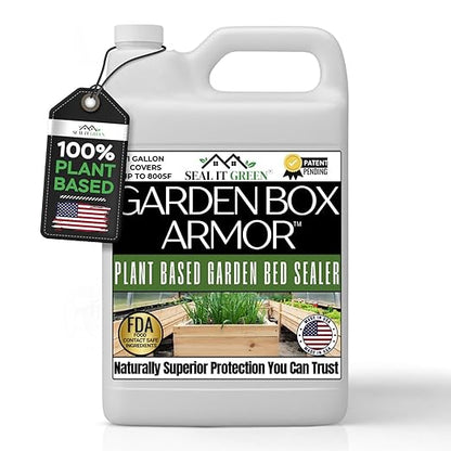 Garden Box Sealer | FDA Food Contact Safe Plant-Based Wood Sealant for Raised Bed, Planter & Pet House. Protects All Wood Types from Water & Weather Damage |