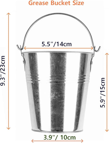 Firsgrill Drip Grease Bucket & 15-Pack Liners for Traeger 20/22/34, Pit Boss, etc Pellets Smoke (Silver 15)