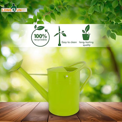 Galvanized Iron Watering Can for Indoor Plants, DIY Watering Cans for House Plant Garden Flower, Long Spout Water Can for Outdoor Watering Plants 6.44L 1.7Gallon (Green)
