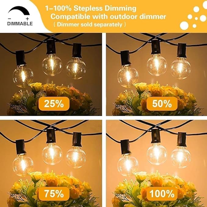 SUNTHIN Globe Outdoor String Lights, 27FT Patio Lights with 14 G40 Shatterproof LED Bulbs(1 Spare), Waterproof Hanging Lights String for Outside Backyard, Porch, Deck, Party, Garden