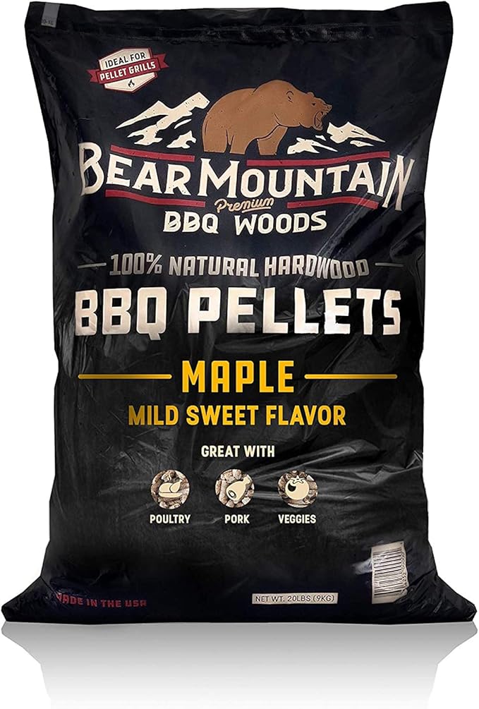 Bear Mountain All Natural Wood Pellets for Smoker, Grill & BBQ, 20 Lbs, Maple