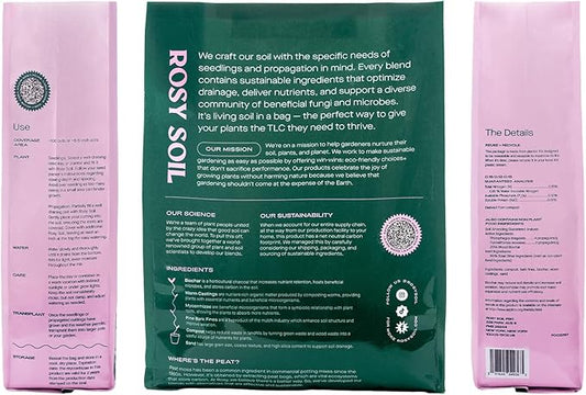 Seedling Seed Starter Soil Mix - Peat-Free Organic Potting Mix for Seeds, Cuttings, Microgreens- Enriched w/Worm Castings, Root-Boosting Biochar, Less Prone to Gnats for Germination & Propagation- 4qt