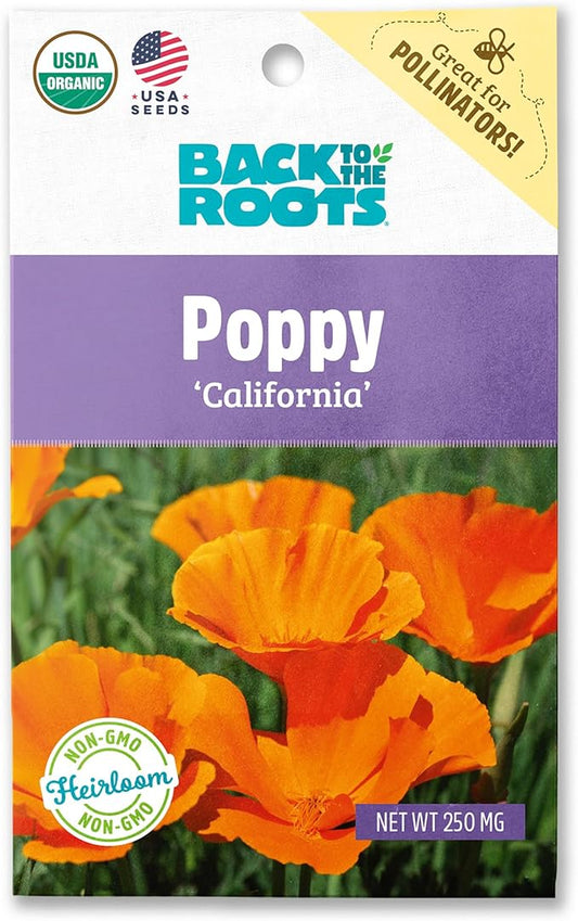 Back to the Roots 100% Organic Seed Packet - Poppy 'California'