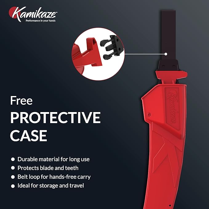 EZ Kut Kamikaze Saw Curved Blade with Scabbard - 19.3 Inch Heavy Duty Pruning - Carbon Hardened Steel Japanese Technology- Best Pruning Saw for Tree Trimming