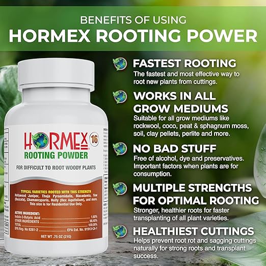 Hormex Rooting Powder #16 & Rooting Cubes Combo - Rooting Hormone for Hardwood Cuttings & Organic Peat Moss Coco Plugs - Fast, Healthy Root Growth for Propagation, Hydroponics, & Seed Starting