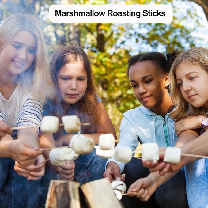 200 PCS Bamboo Marshmallow Roasting Sticks, SMores Skewers for Fire Pit, Proper Long 16 Inch Heavy Duty 4mm Thick Wooden Smores Sticks for Open Fire Pits Roaster Barbecue Hot Dog Camping Kebab Sausage