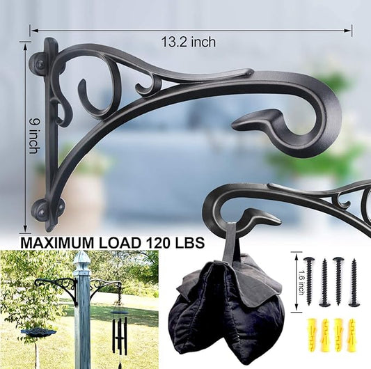 Hanging Plant Bracket, Heavy Duty Artistic Garden Hook (13 Inches/2 Pack) Thicker More Durable Rust-Resistant, for Hanging Plants, Bird Feeders, Lanterns, Potted, Outdoor Indoor Hanging Brackets Hooks