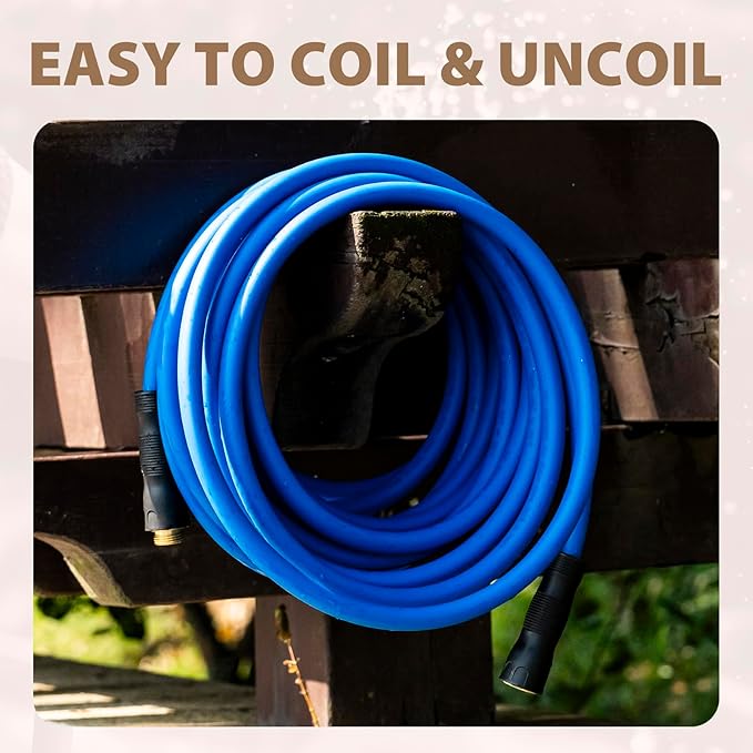 5/8" Hot/Cold Water Hose 20ft, -50℉ To 190℉ Heavy Duty,Flexible,Burst 600 Psi 3/4" Brass Fittings with Swivel Grip Handle for Outdoor,Yard, Farm, Blue