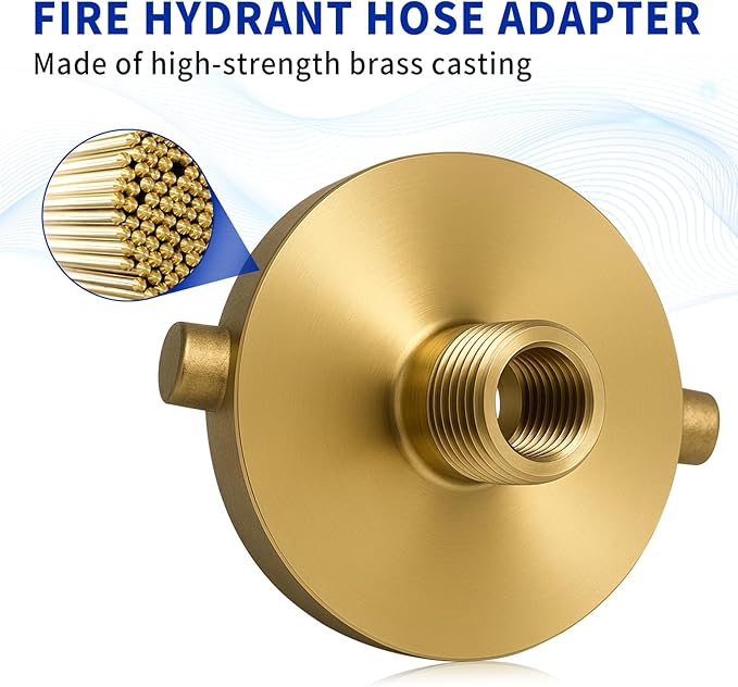Fire Hydrant Hose Adapter 2-1/2" NST(NH) Female x 3/4" GHT Male Brass for Fire Hose or Pipes with Pin Lug Garden Hose Adapter
