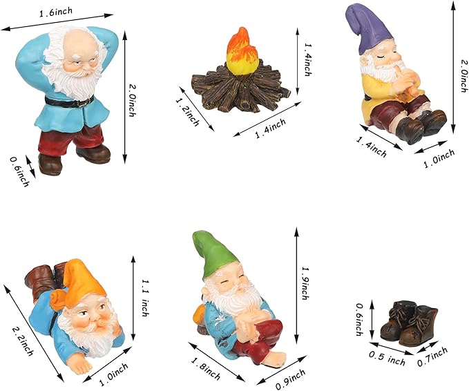 Jetec Gnomes Fairy Resin Statues Miniature Garden Accessories Mini Dwarf Figurine Fairy Miniature Ornament DIY Kit Micro Landscape Ornaments for Outdoor Indoor Patio Yard Lawn Garden ﻿(Fire Gnomes)