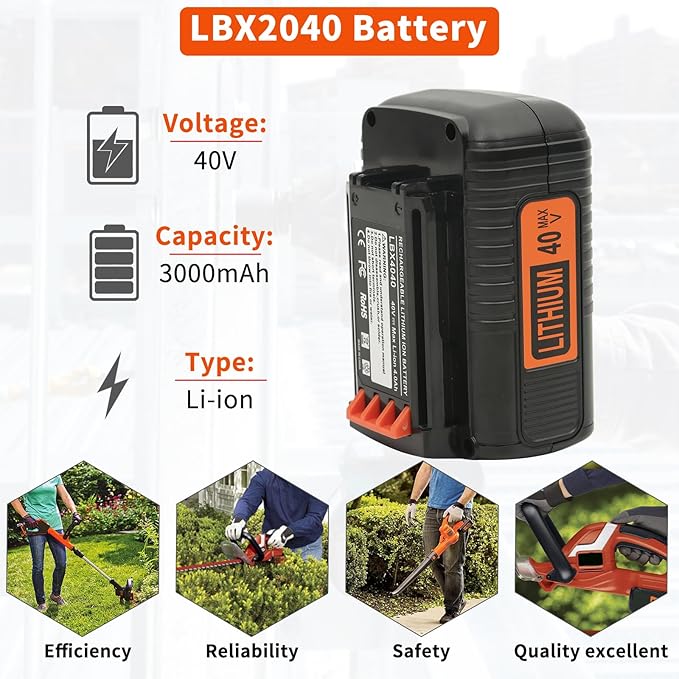 40V 4.0Ah Lithium Battery for Black and Decker 40 Volt /36v Max Weed Eater Lawn Mower Trimmer Batteries Compatible with LBX2040 LBX1540 LBXR2036 LBXR36 LBX2540 LBX2240 Battery Pack