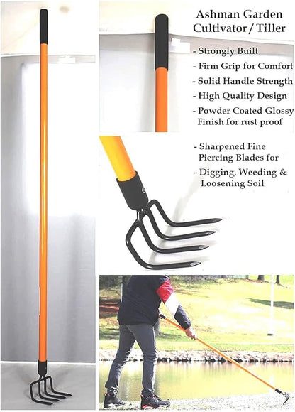Ashman Garden Cultivator (1Pack)– Sturdy Hand Tiller/Cultivator – Heavy Duty Blade for Digging, Loosening Soil and Weeding – Rubber Grip Handle for a Strong Hold – Rust Resistant