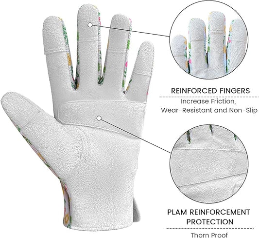 Gardening Gloves, Garden Gloves for Women Thorn Proof, Breathable Leather Work Gloves for Yard Pruning, Planting