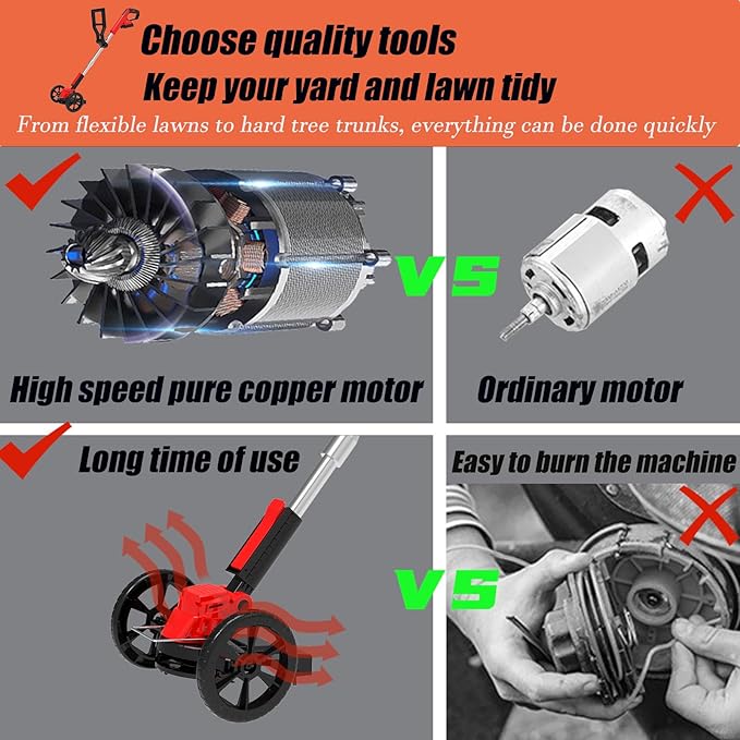 Electric Weed Wacker Eater Cordless Grass Trimmer Battery Powered with 2 Battery&25 Pcs Blades, 3 in 1 21V/2.0Ah Lightweight Portable String Trimmers/Edger Lawn Mower/Brush Cutter for Yard Garden