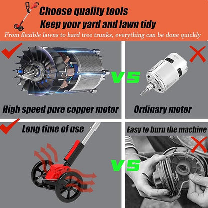 Electric Weed Wacker Eater Cordless Grass Trimmer Battery Powered with 2 Battery&25 Pcs Blades, 3 in 1 21V/2.0Ah Lightweight Portable String Trimmers/Edger Lawn Mower/Brush Cutter for Yard Garden