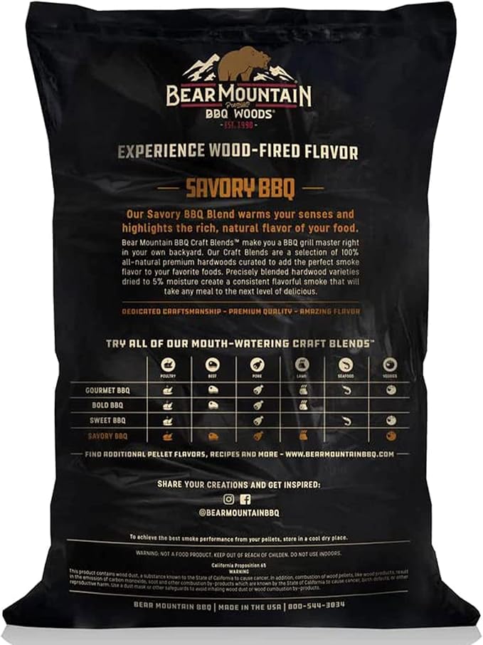 BEAR MOUNTAIN Premium BBQ WOODS Craft Blend Savory BBQ, 20 Pound Bag