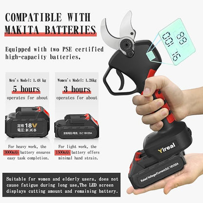 Electric pruning shears, Pruning shears, cordless rechargeable pruning shears, with a cutting diameter of 40mm, 18V compatible Comes with a 4500mAh large capacity battery, CE&PSE certified