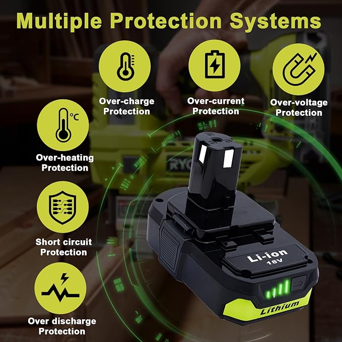 2 Pack P103 3.5Ah 18V Battery Replacement for Ryobi 18V Battery Compatible with Ryobi 18V Tools – Extended Power and Reliability