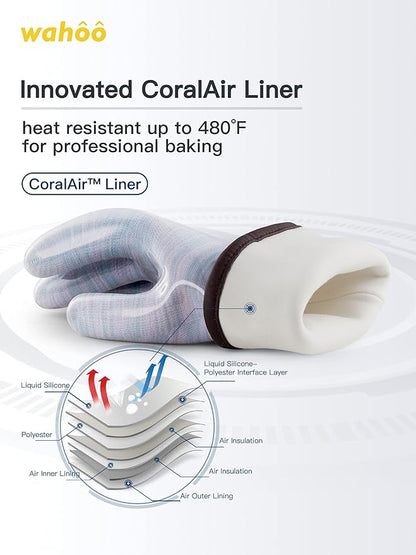 Wahoo Liquid Silicone Smoker Oven Gloves, Food-Contact Grade, Heat Resistant Gloves for Cooking, Grilling, Baking, Purple, XL/10