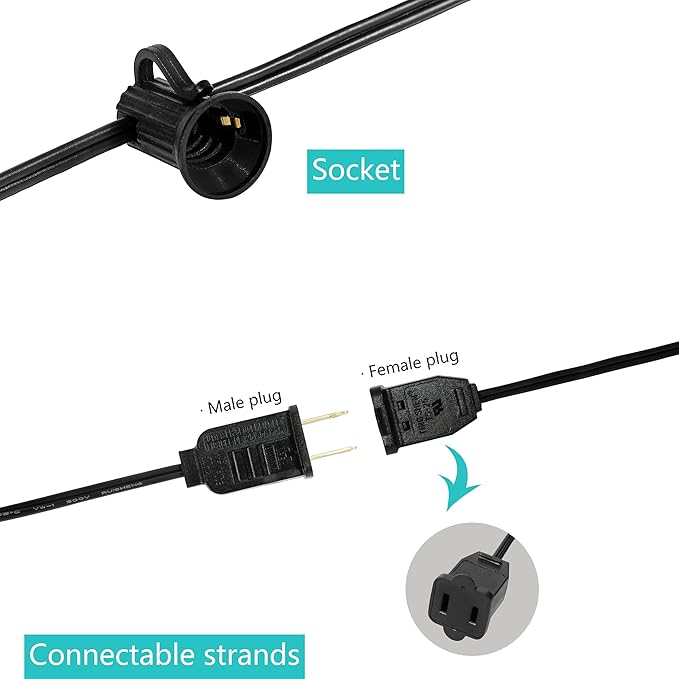 JONATHAN Y JYL8704C 10-Light Indoor/Outdoor 10 ft. Rustic Industrial LED C7 Bulb String Lights Farmhouse, Contemporary, Transitional, Modern, Patio, Porch, Backyard, Black