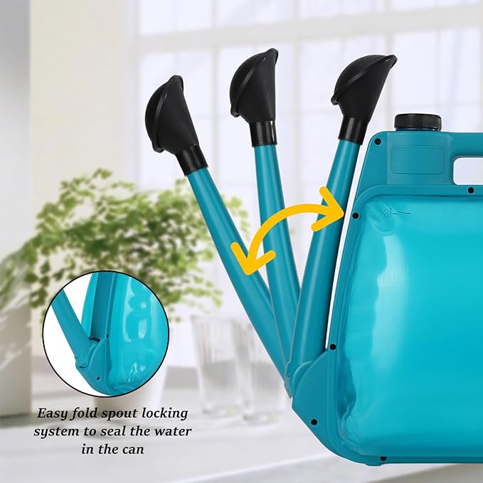 Watering Can 1.6Gal Transparent Plastic with Comfort Grip Handle for Indoor & Outdoor Plants（Blue Green）