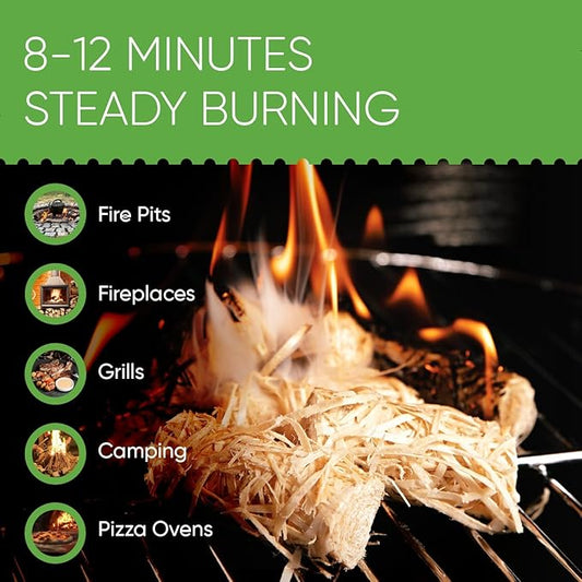 Inflame Fire Starters for Campfires, Grill, BBQ, Fireplace, Woodstove - Charcoal Starter - Waterproof, Weather-Resistant - Natural Wood Fireplace Starters - 24 pcs