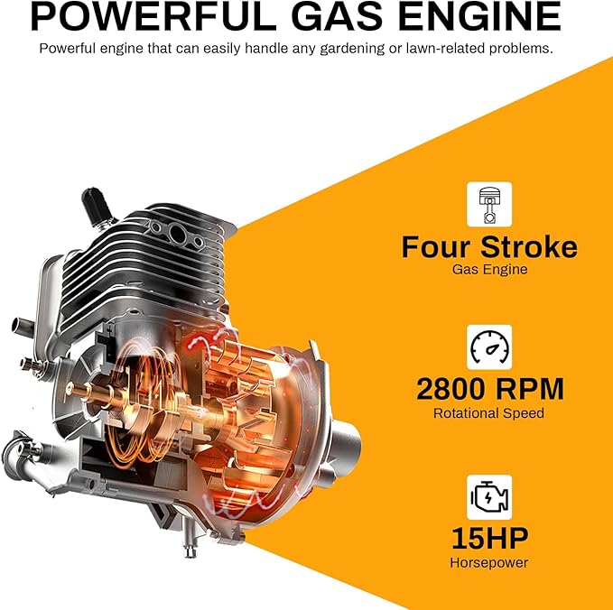 6" Gas Powered Wood Chipper 420cc 15HP Gasoline Engine Leaf Branch Shredder Mulcher Heavy Duty Woodchipper Multi-Function with Towbar & Stop Bar